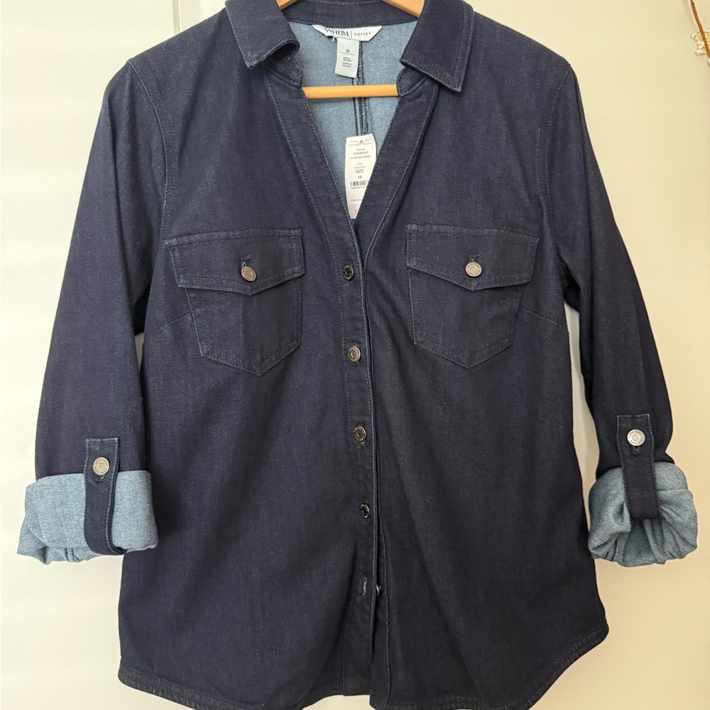 White House Black Market Navy Denim Jacket